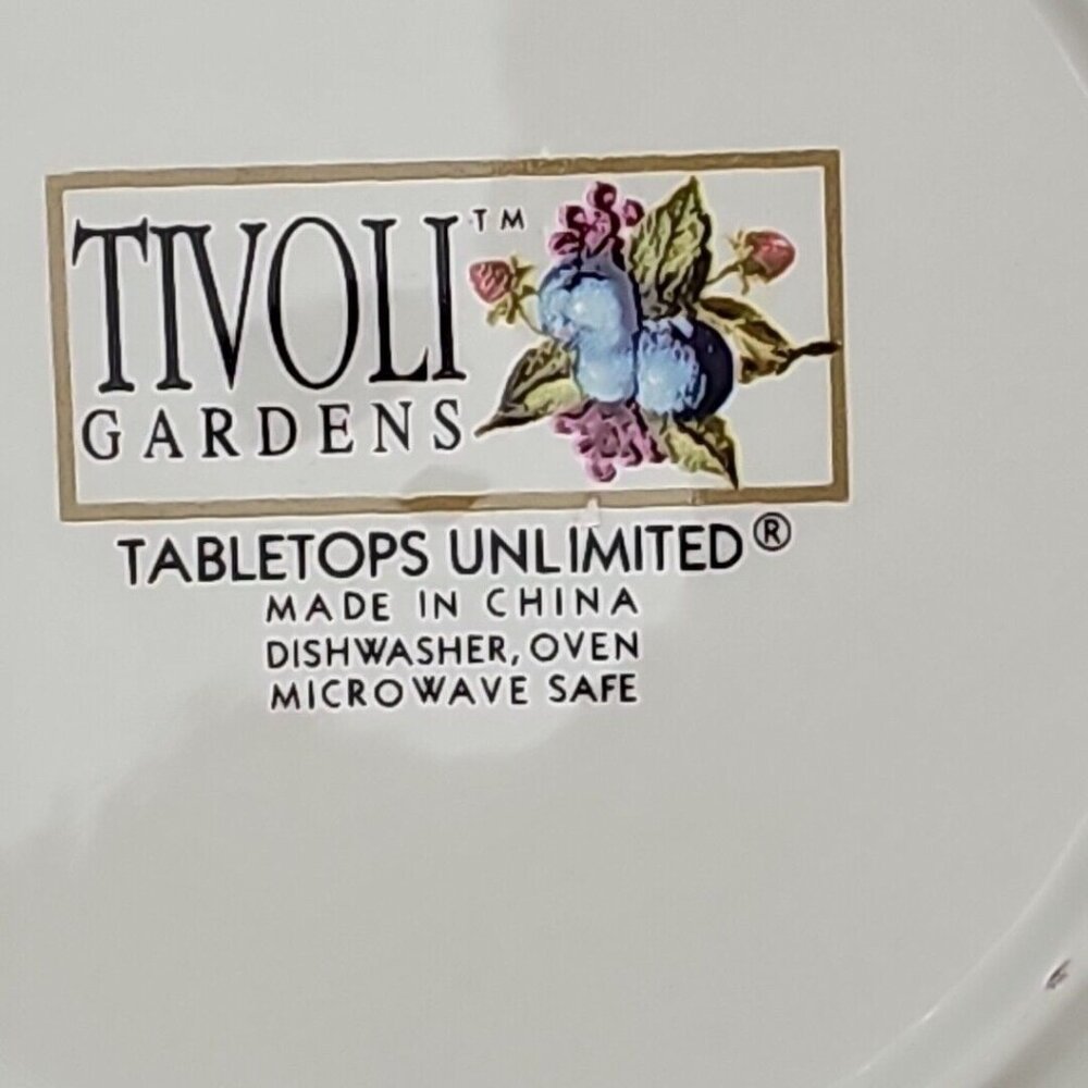 Tabletops Unlimited Tivoli Gardens Bowls 8" soup salad set-3 fruit butterfly - Picture 6 of 11